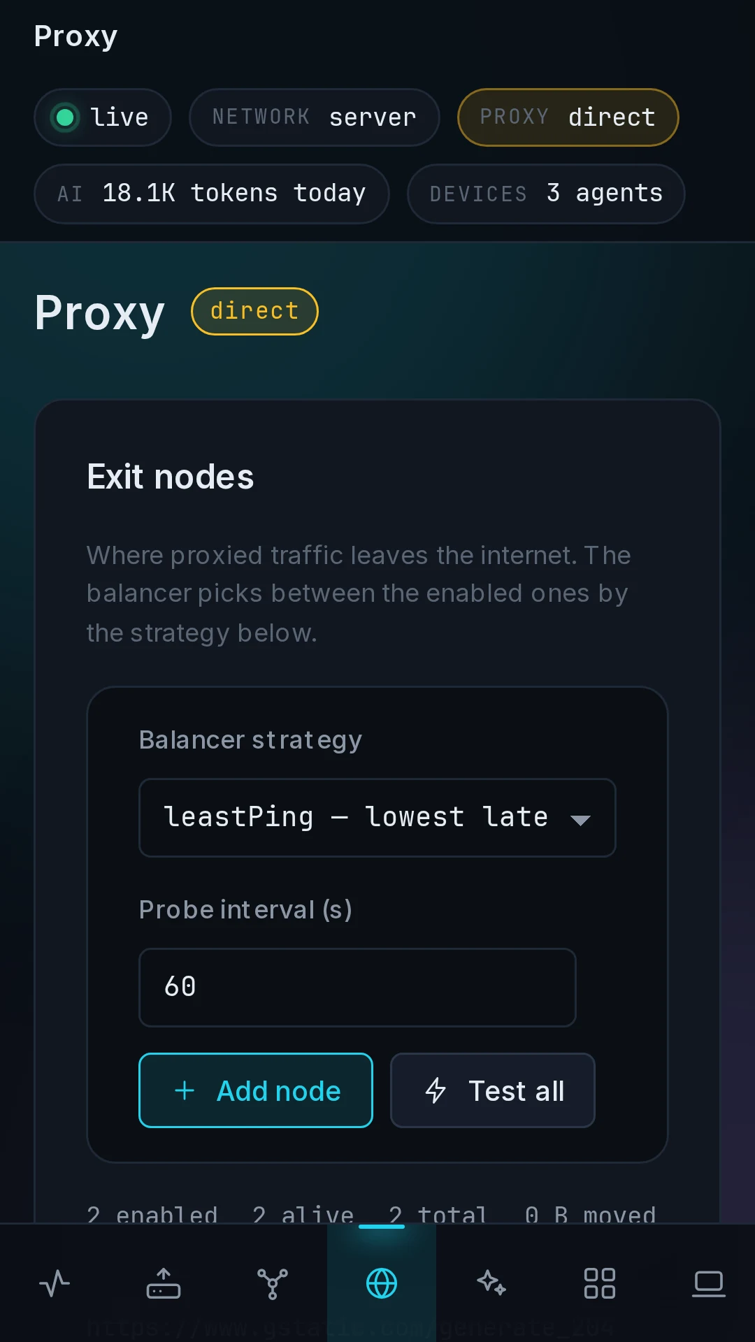 Proxy page on a phone