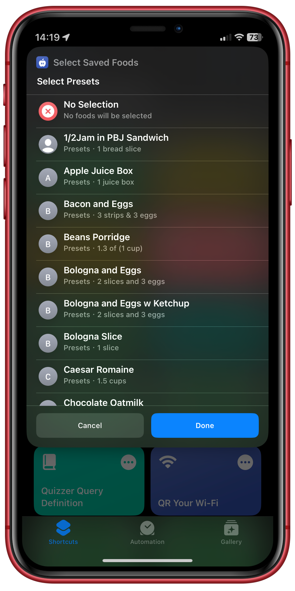 Display Food Item