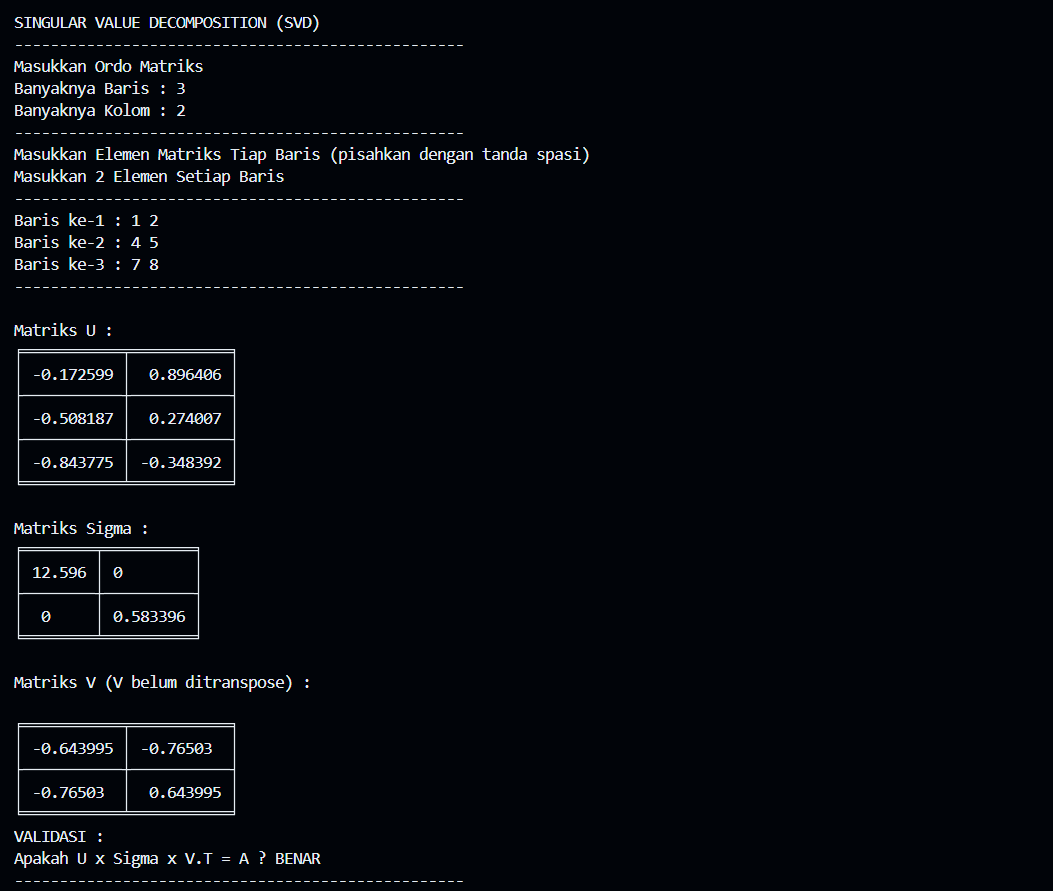 Tampilan Output