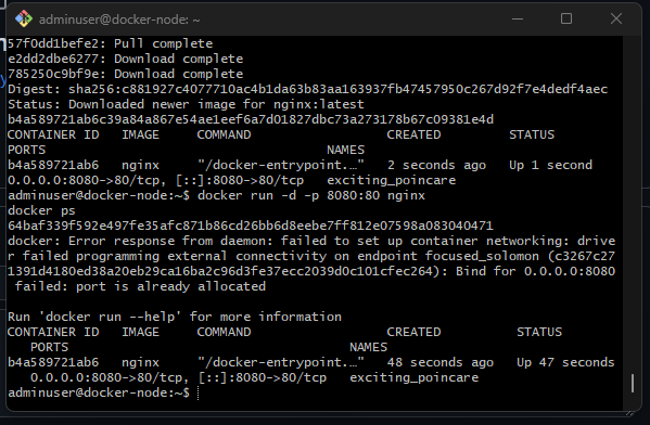 Docker containers running