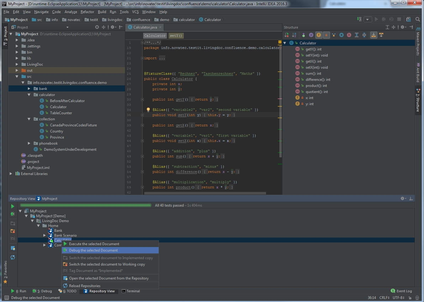 testIT LivingDoc IntelliJ Plugin