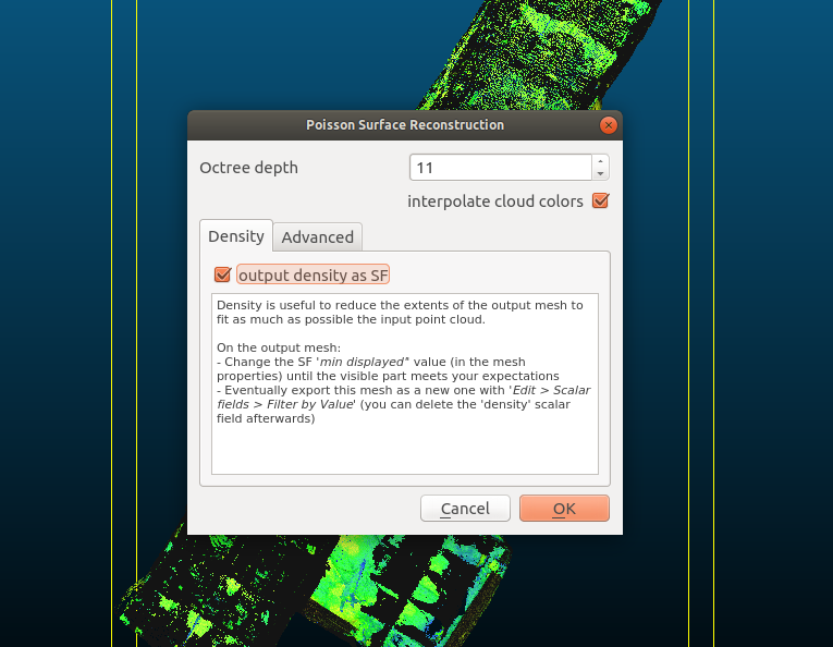 Octree depth and output density selection