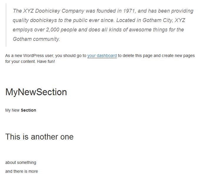 Section on a single page