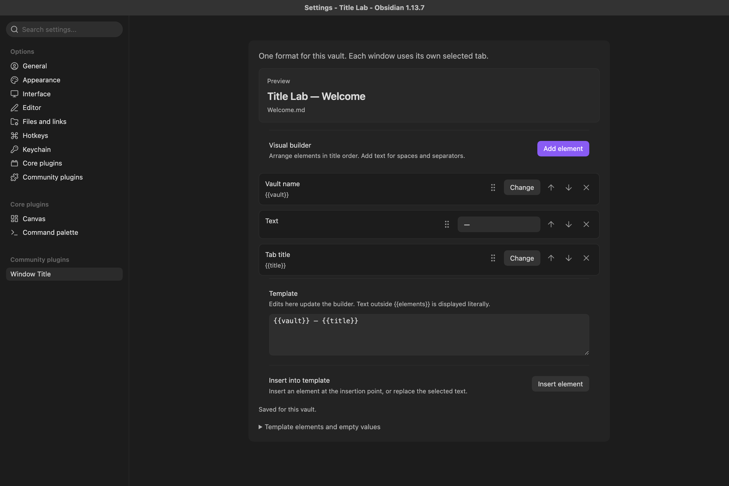 Visual builder with the matching template and a live preview