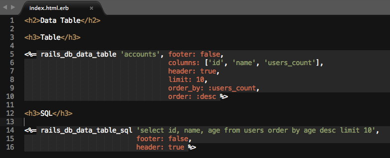 Data table code