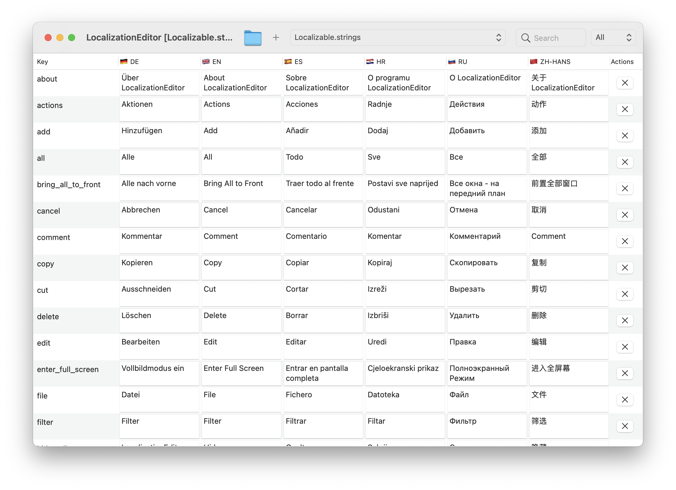 Localization Editor screenshot 1