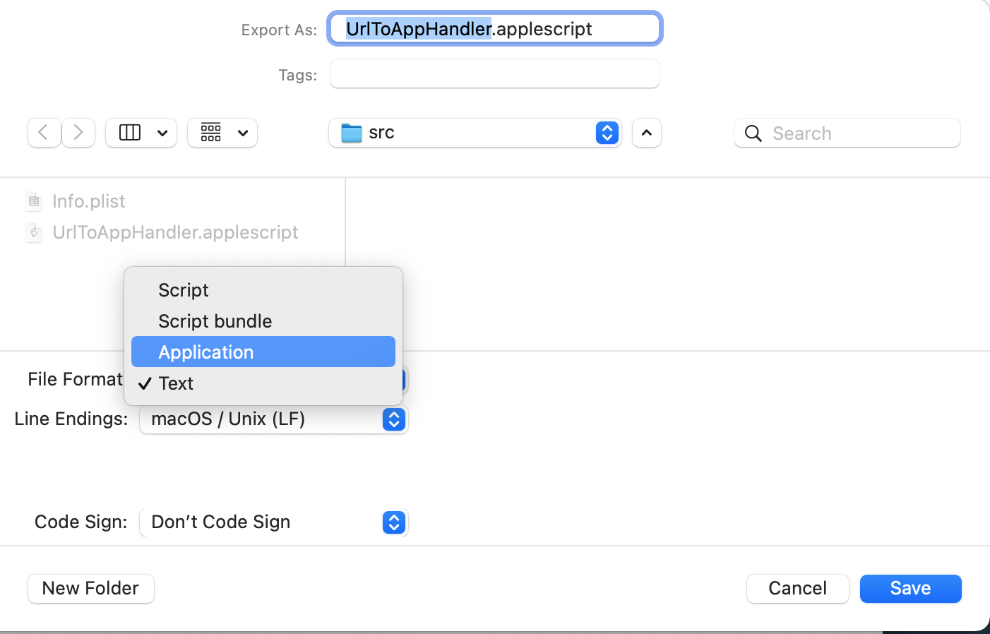 Script Editor - Export as Application
