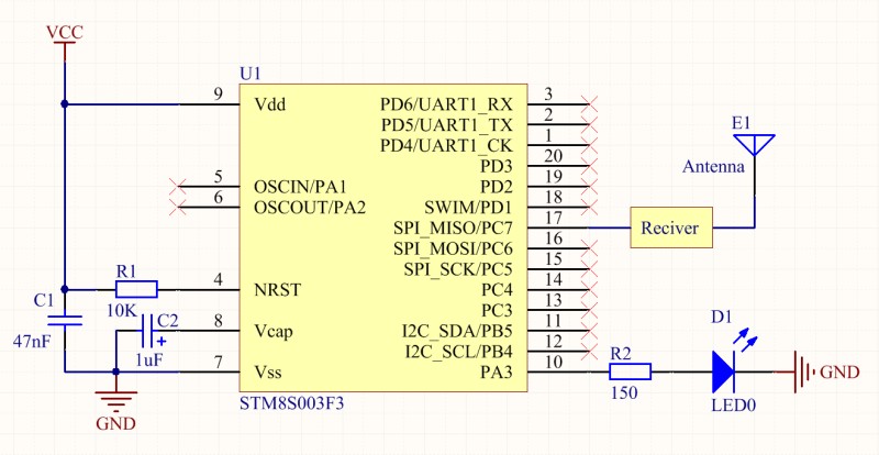 Stm8s003f3p6 схема включения