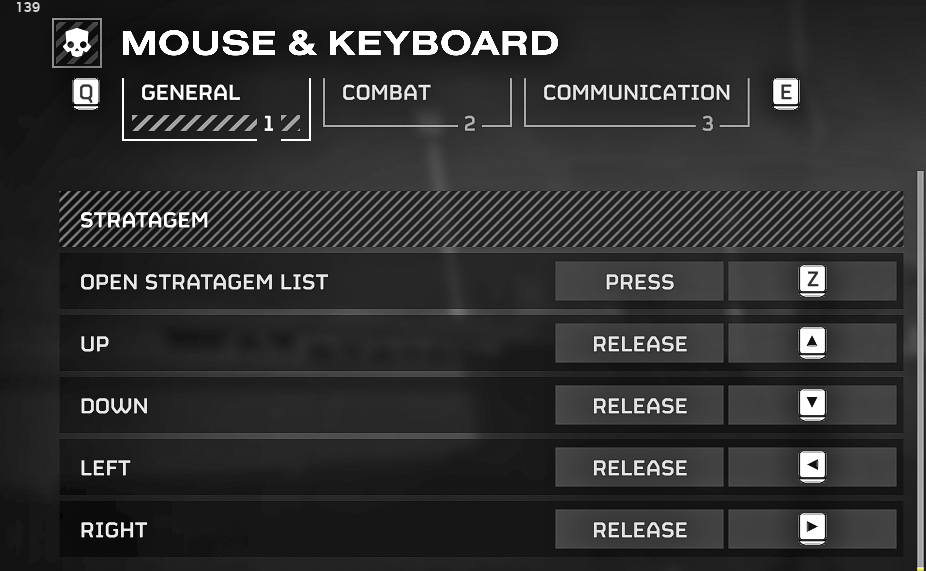 Stratagem Settings
