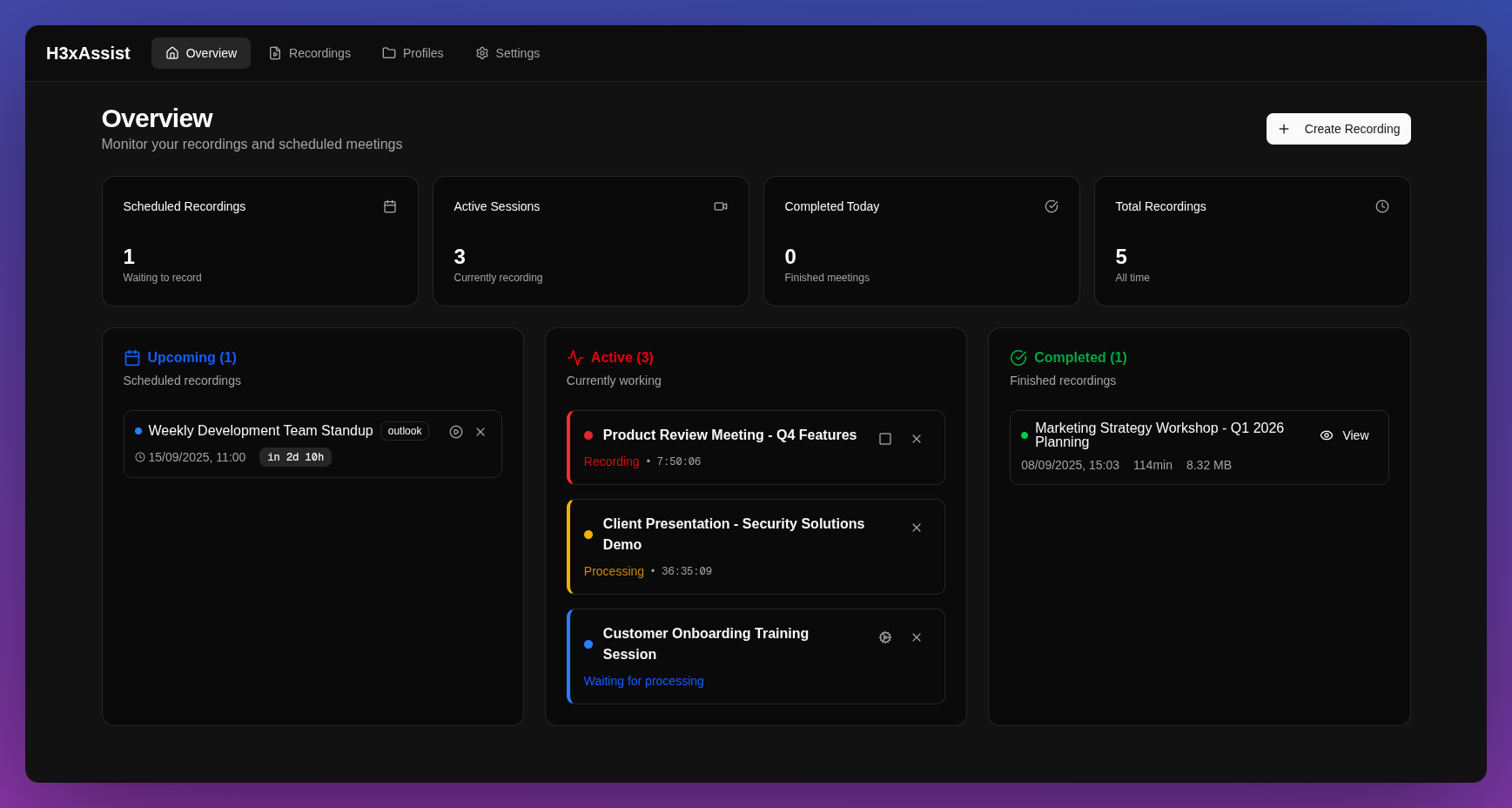 Main Dashboard