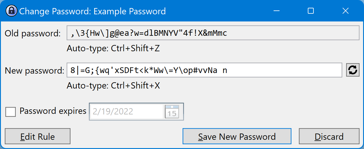 Change Password window