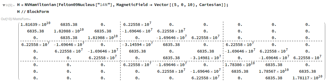 Create a numerical Hamiltonian including the 14-Nitrogen