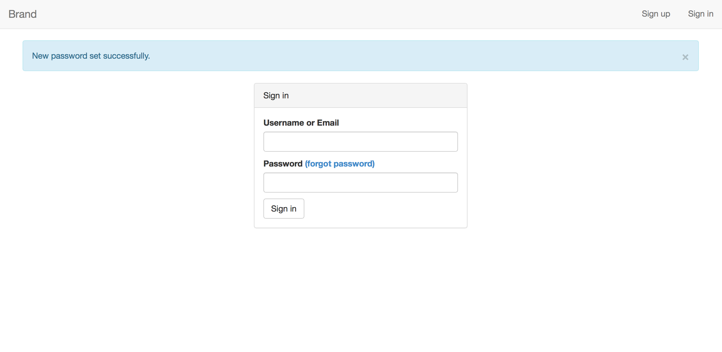 Successful password change screenshot