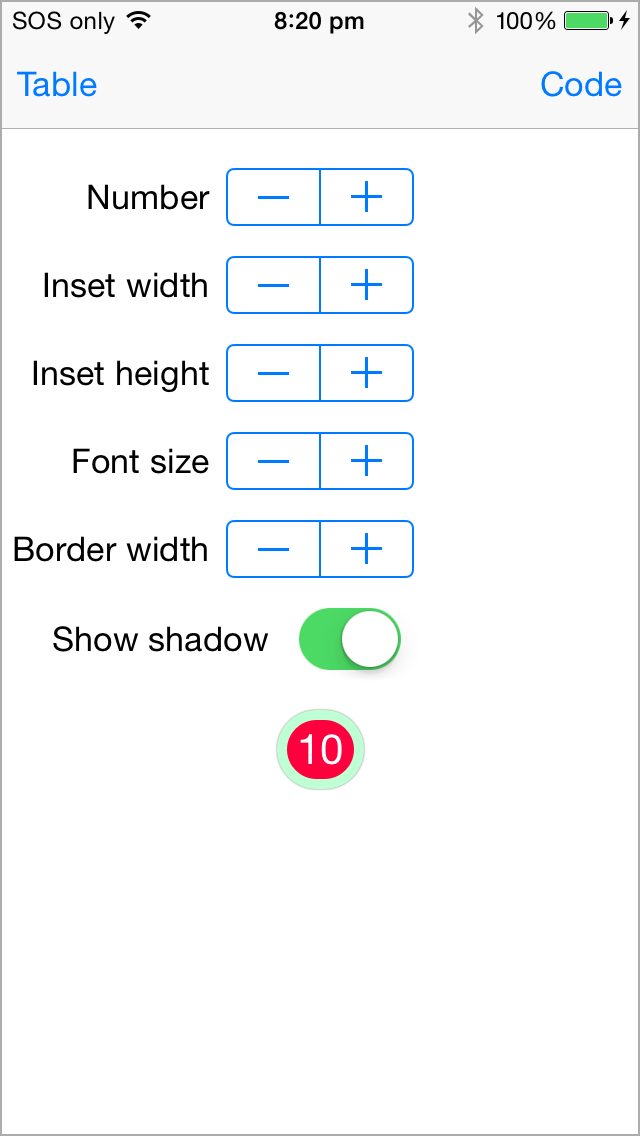 BadgeSwift for iOS demo app