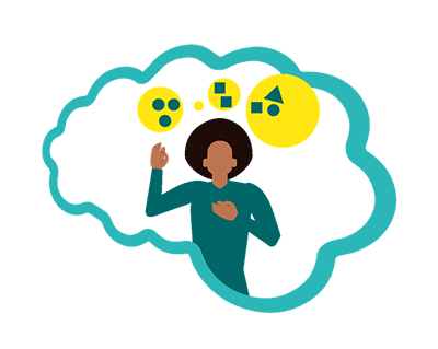 Illustration representing the practice of catching and managing worrying thoughts.