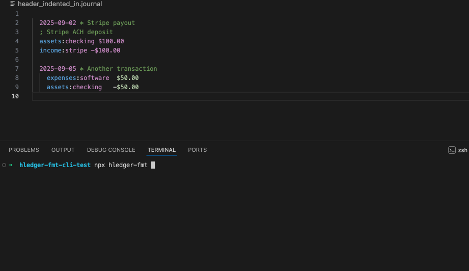 hledger-fmt format demo