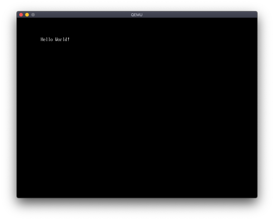 Image of Hello World running in QEMU