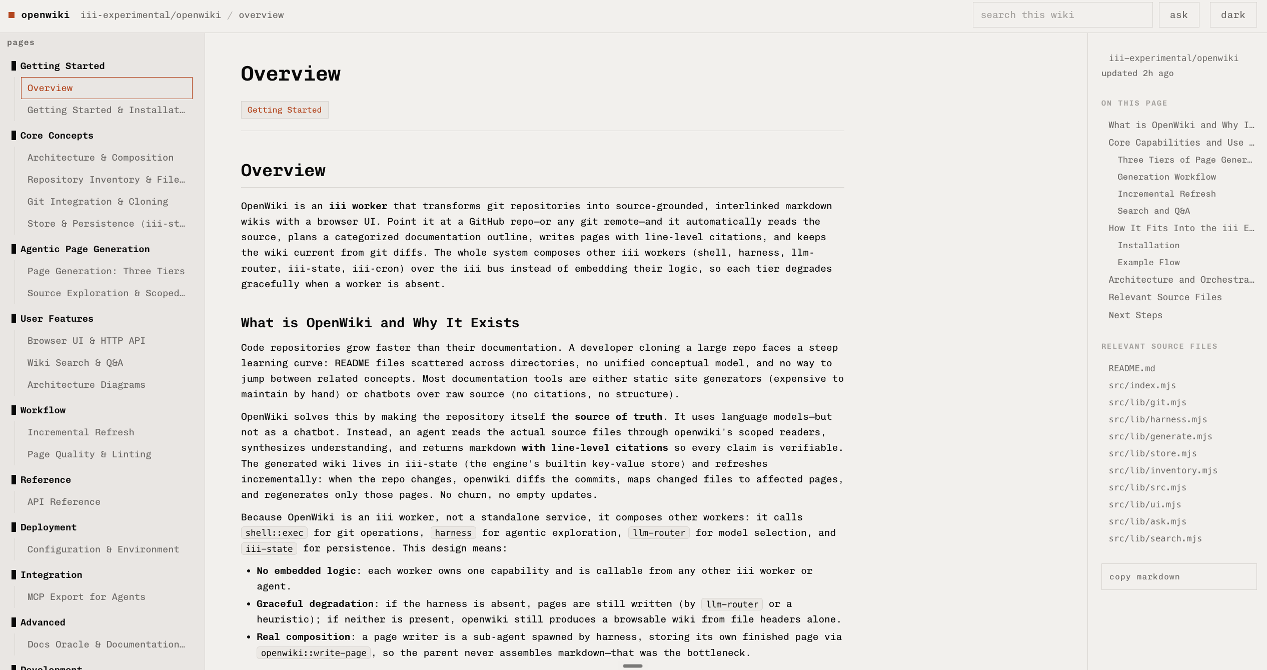 OpenWiki browser UI