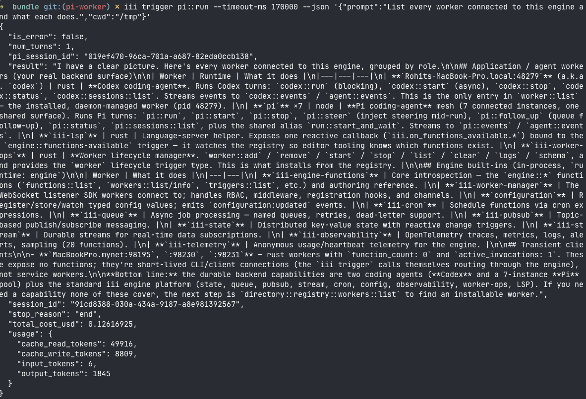 iii trigger pi::run enumerating every worker connected to the engine