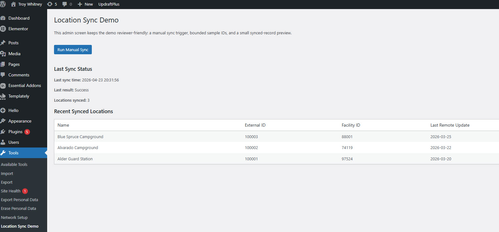 Admin Screen