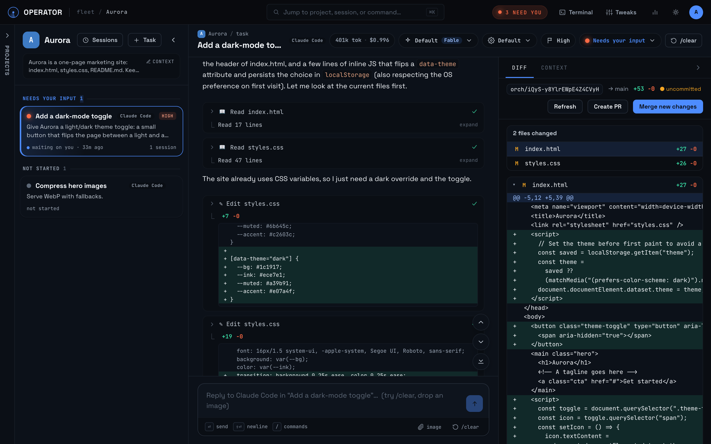 Diff review and merge