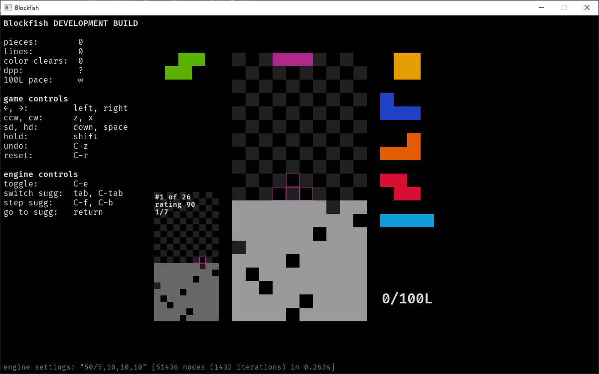 GitHub - blockfishblockfish: An Rust-based engine (or bot) to optimize  downstacking -- a maximally defensive mode of playing Tetris competitively.  Currently capable of surpassing top players.