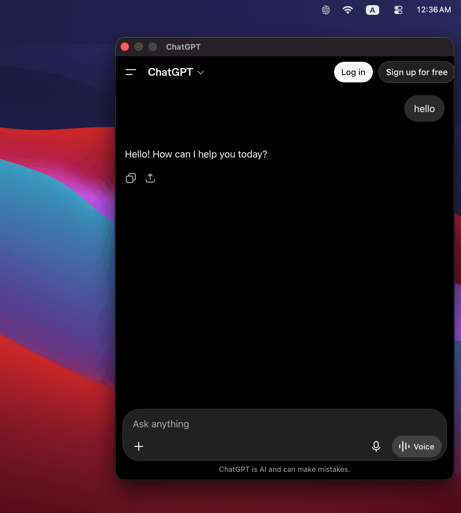 macOS ChatGPT Overlay Bar screenshot