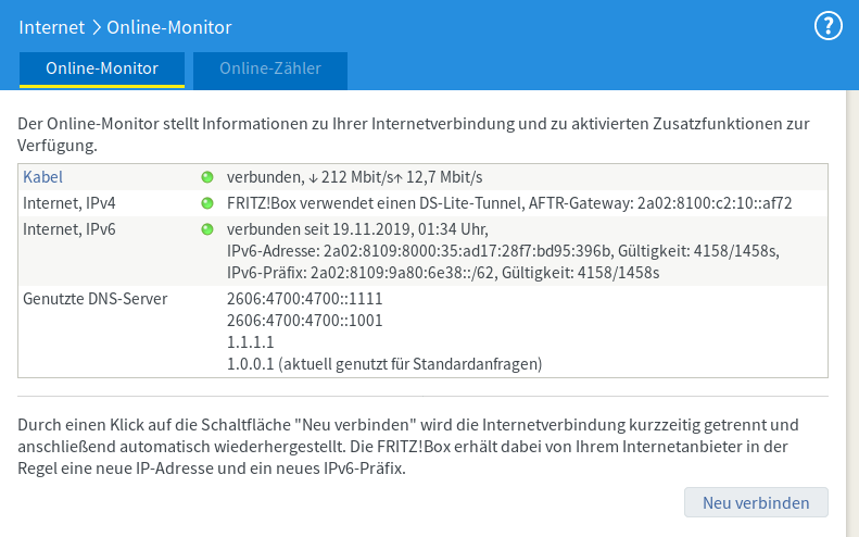 Fritz!Box > Internet > Online-Monitor