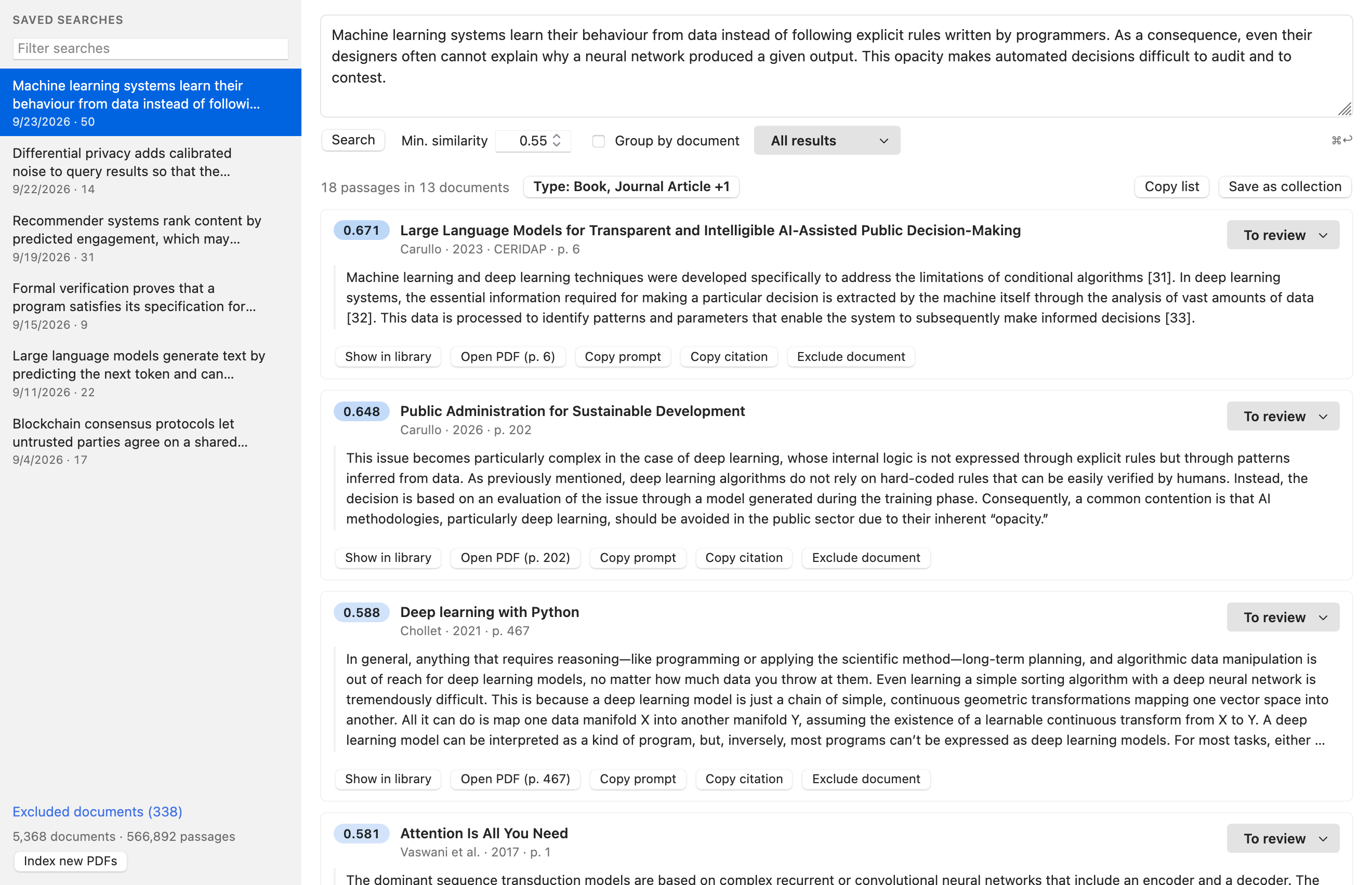 Semantic Search window