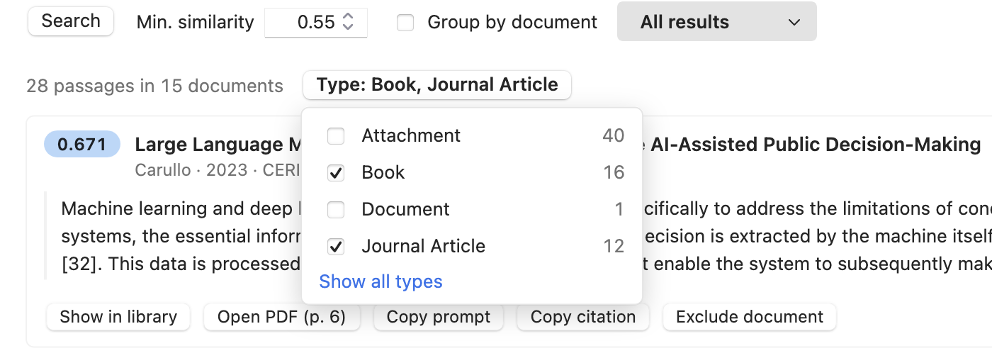 Filter results by item type
