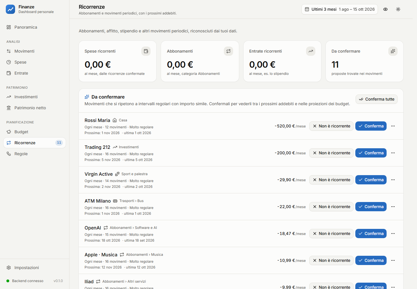 Recurring payments