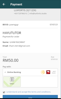 payment screen