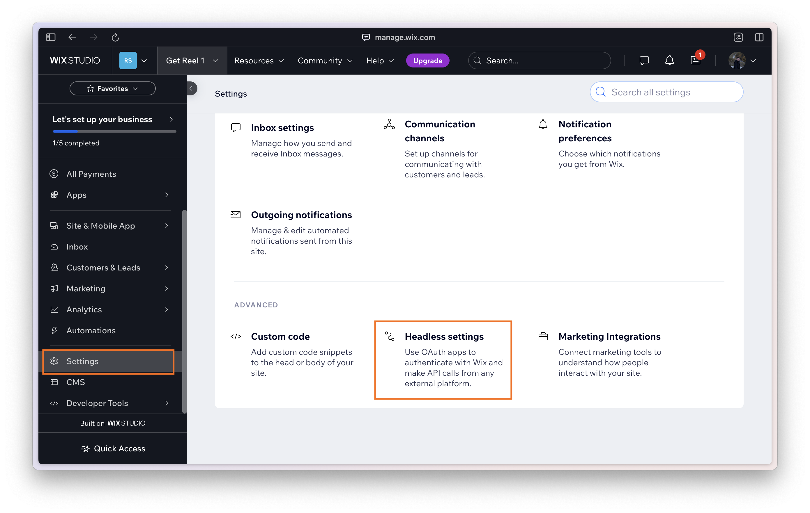 npm.io Settings Page