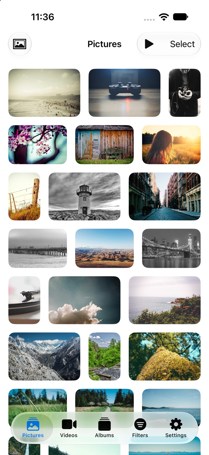 Pictures grid on iPhone, original aspect ratio