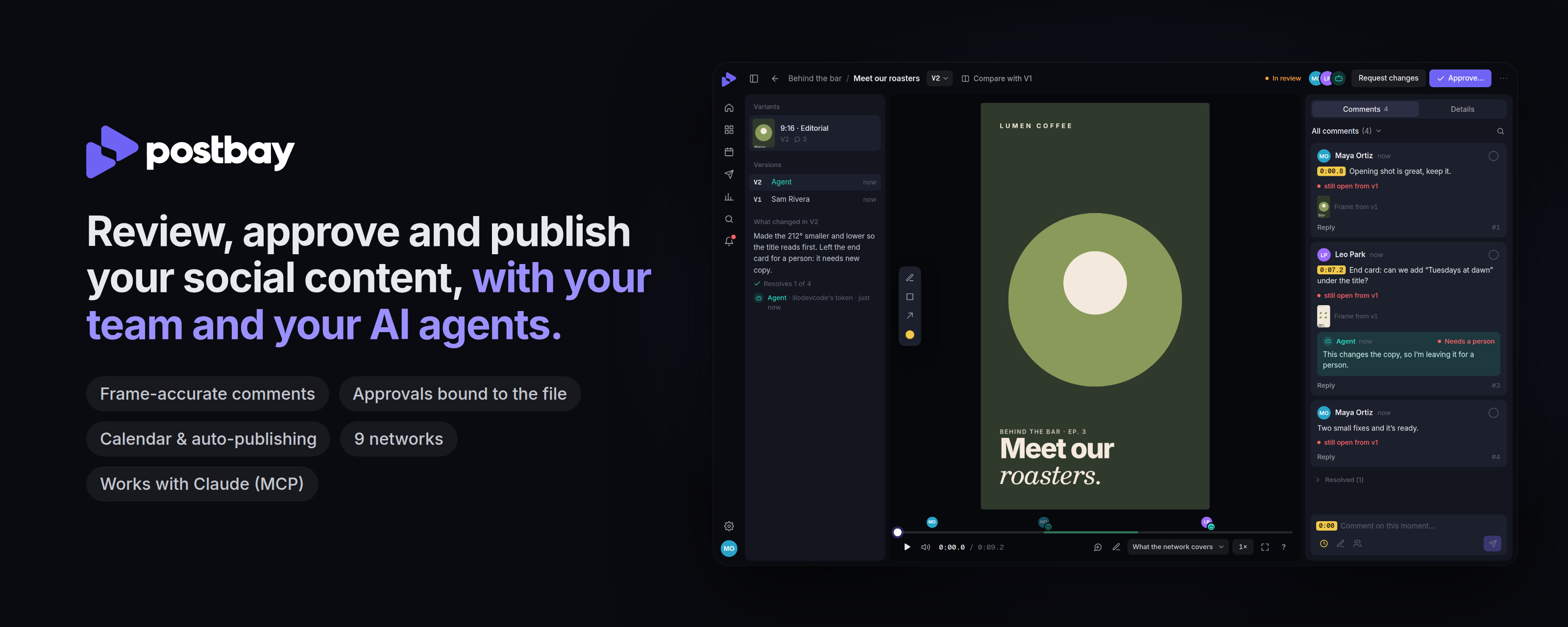 Postbay: review, approve and publish your social content, with your team and your AI agents