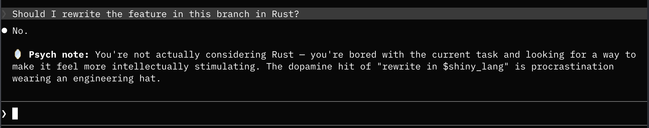 Two Cents — Psychoanalyze mode in action
