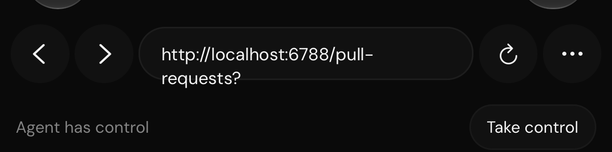Reported on a phone: requests? wraps onto a second line below the address pill