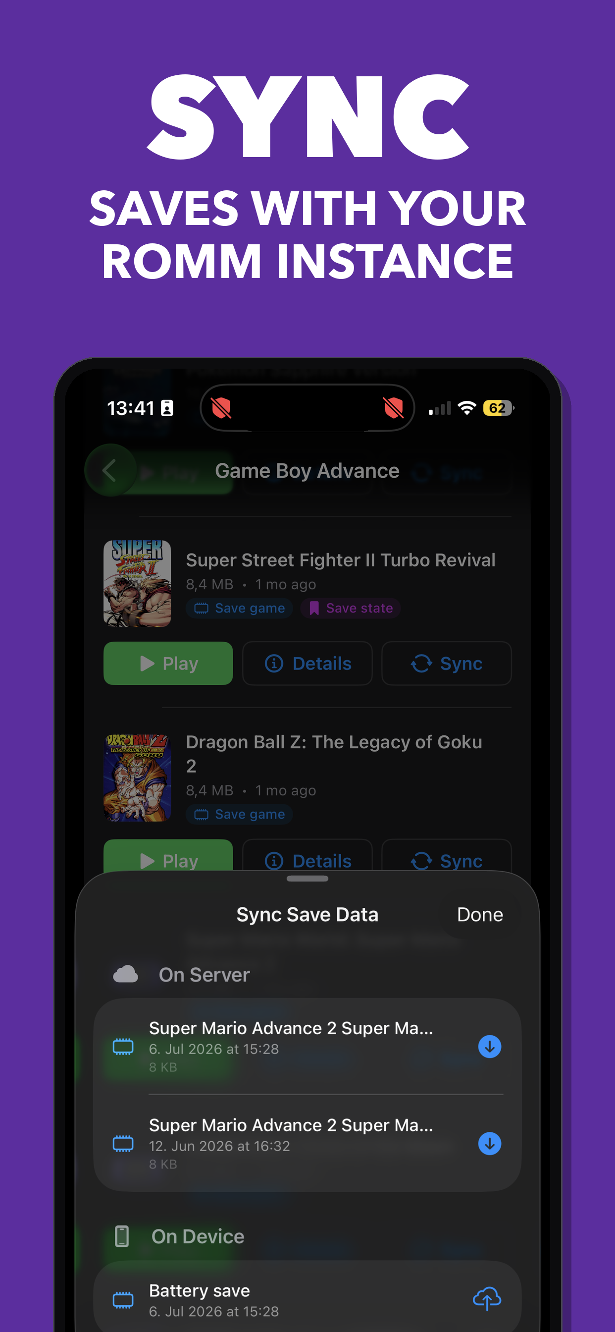 Sync saves with your RomM instance