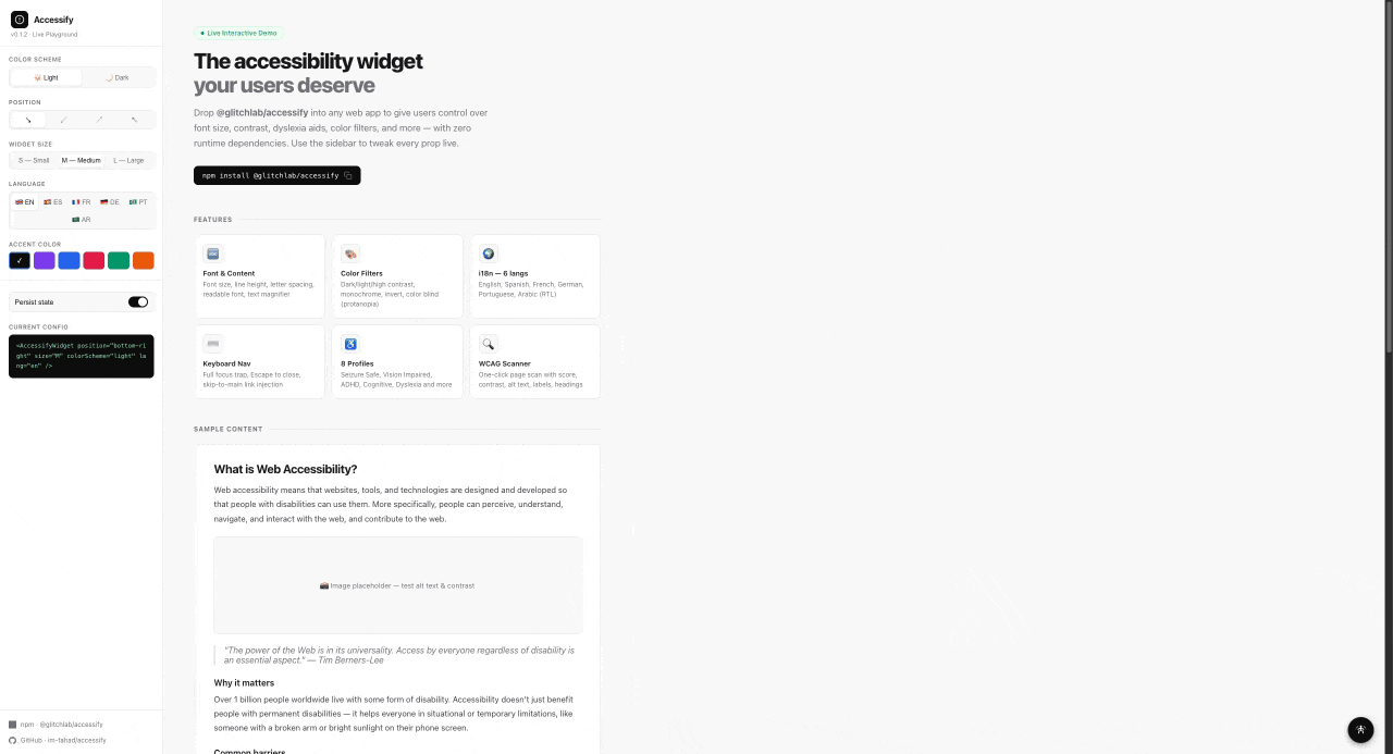 Accessify widget demo