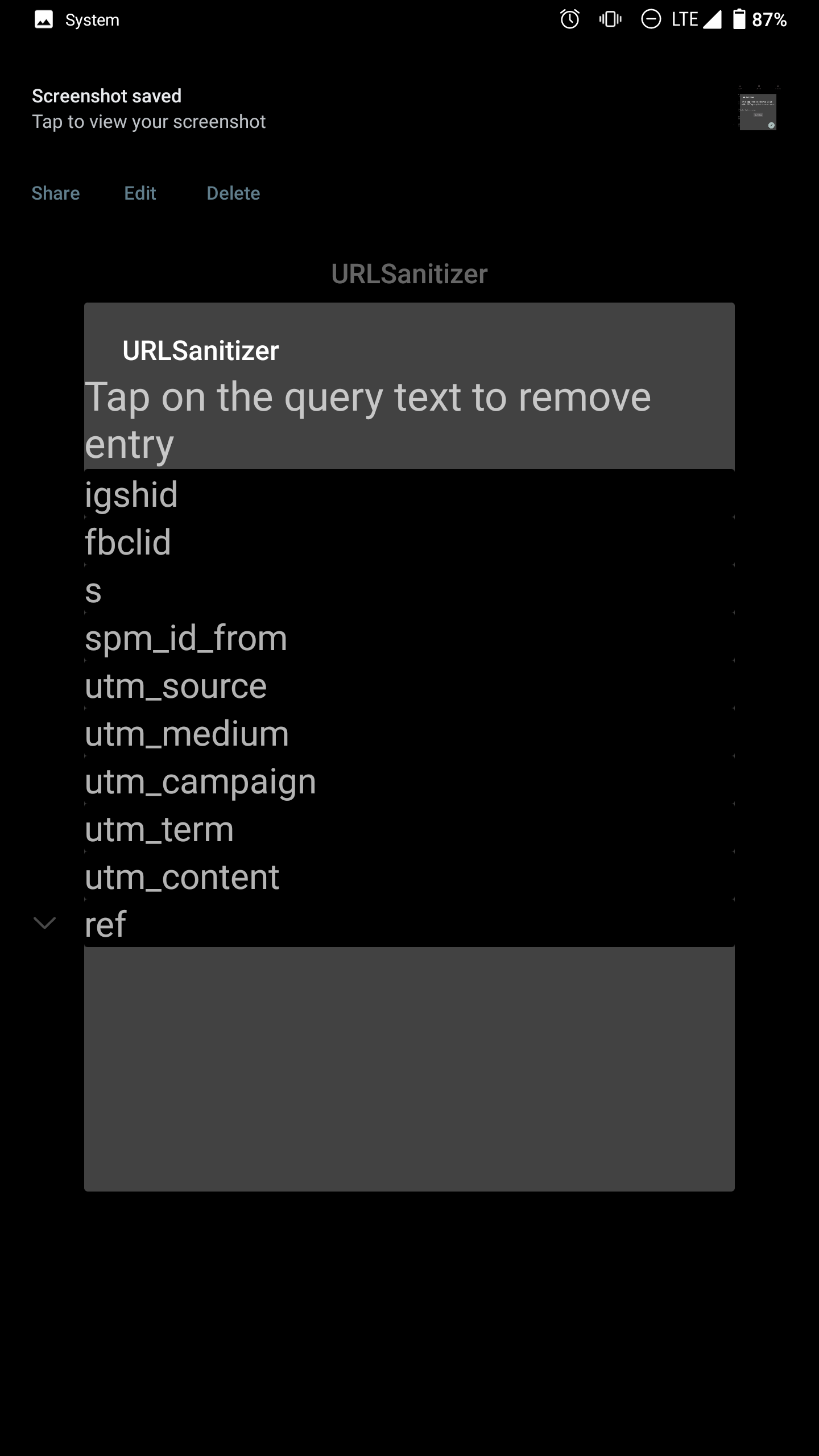 Screenshot 2 of URL Sanitizer — opens full size