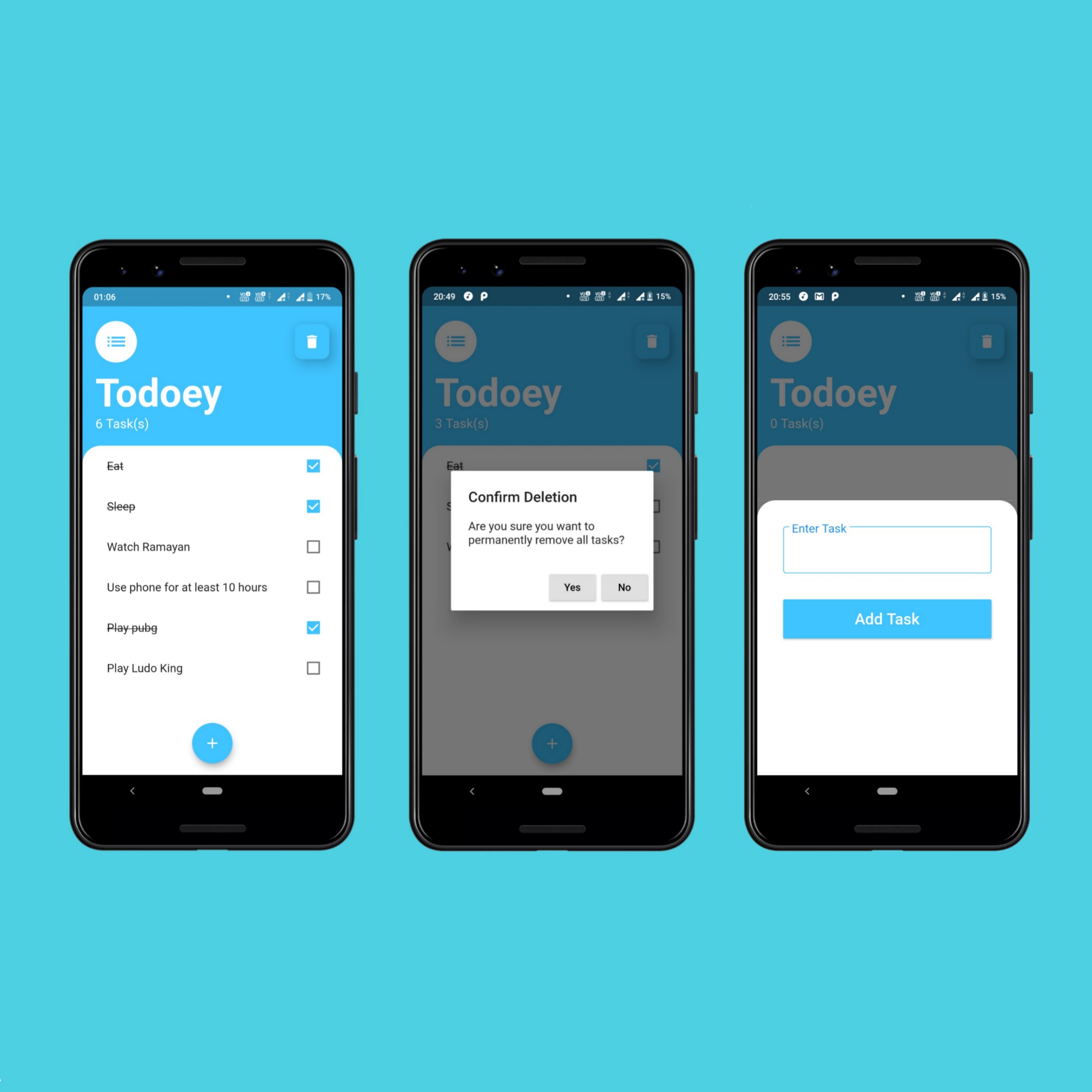 Screenshot of the todoey app