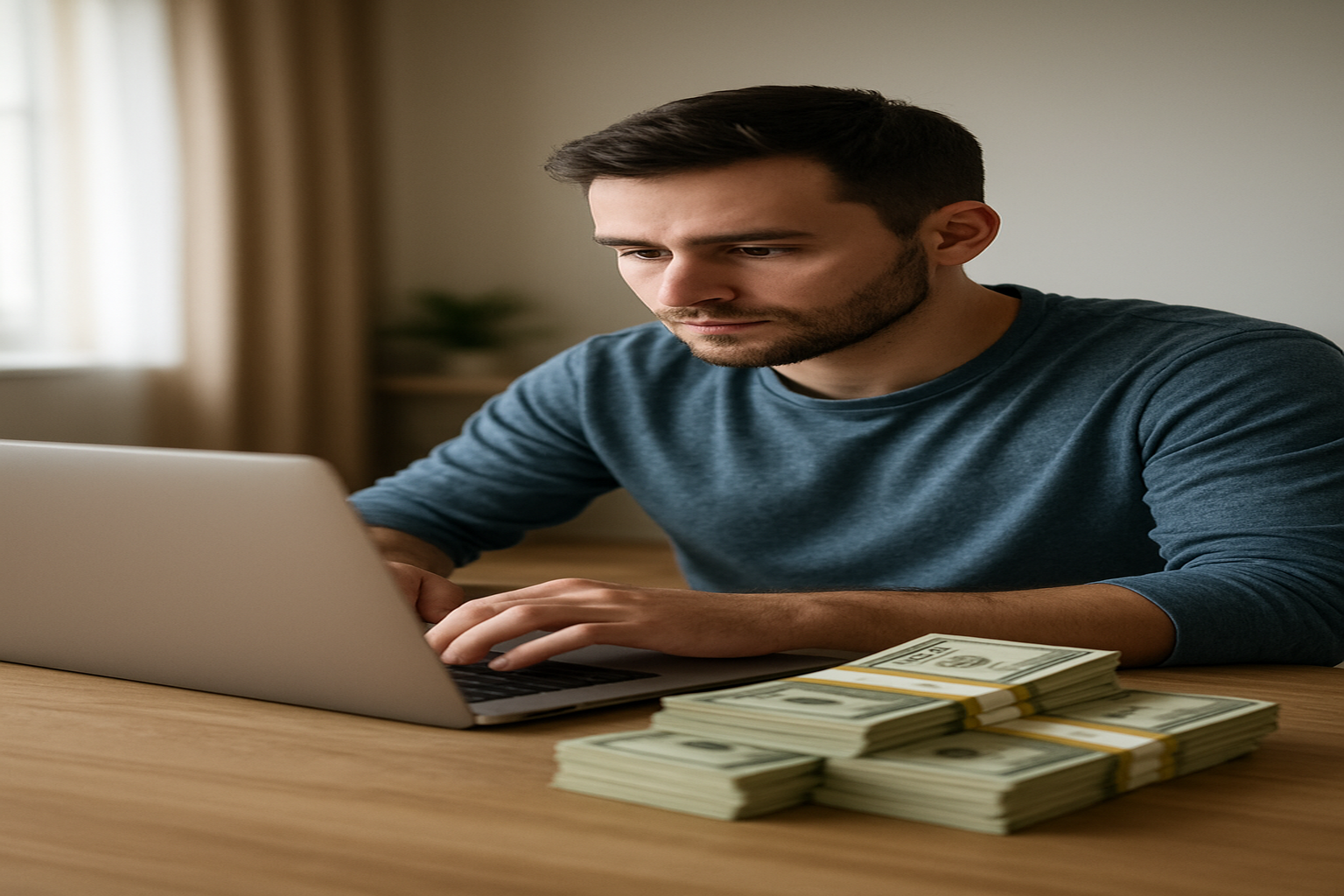 Person earning money online