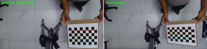 Overhead camera frame before and after lens distortion correction