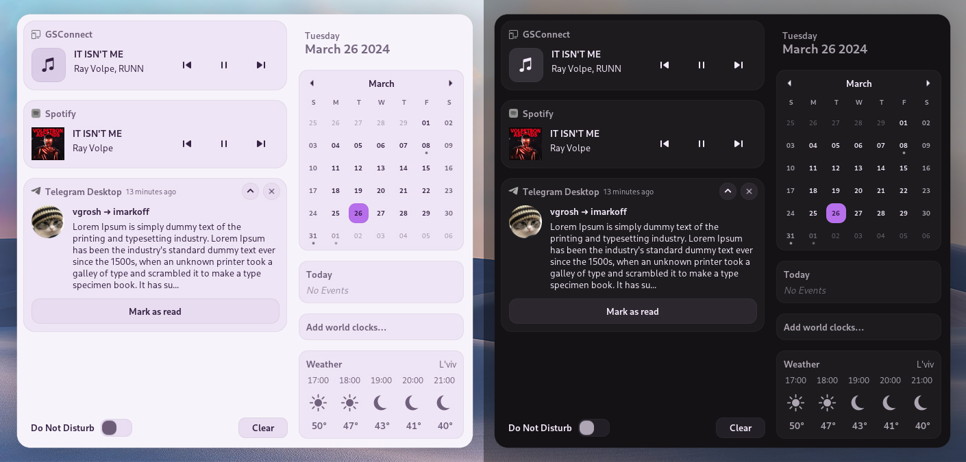 Calendar & notifications look