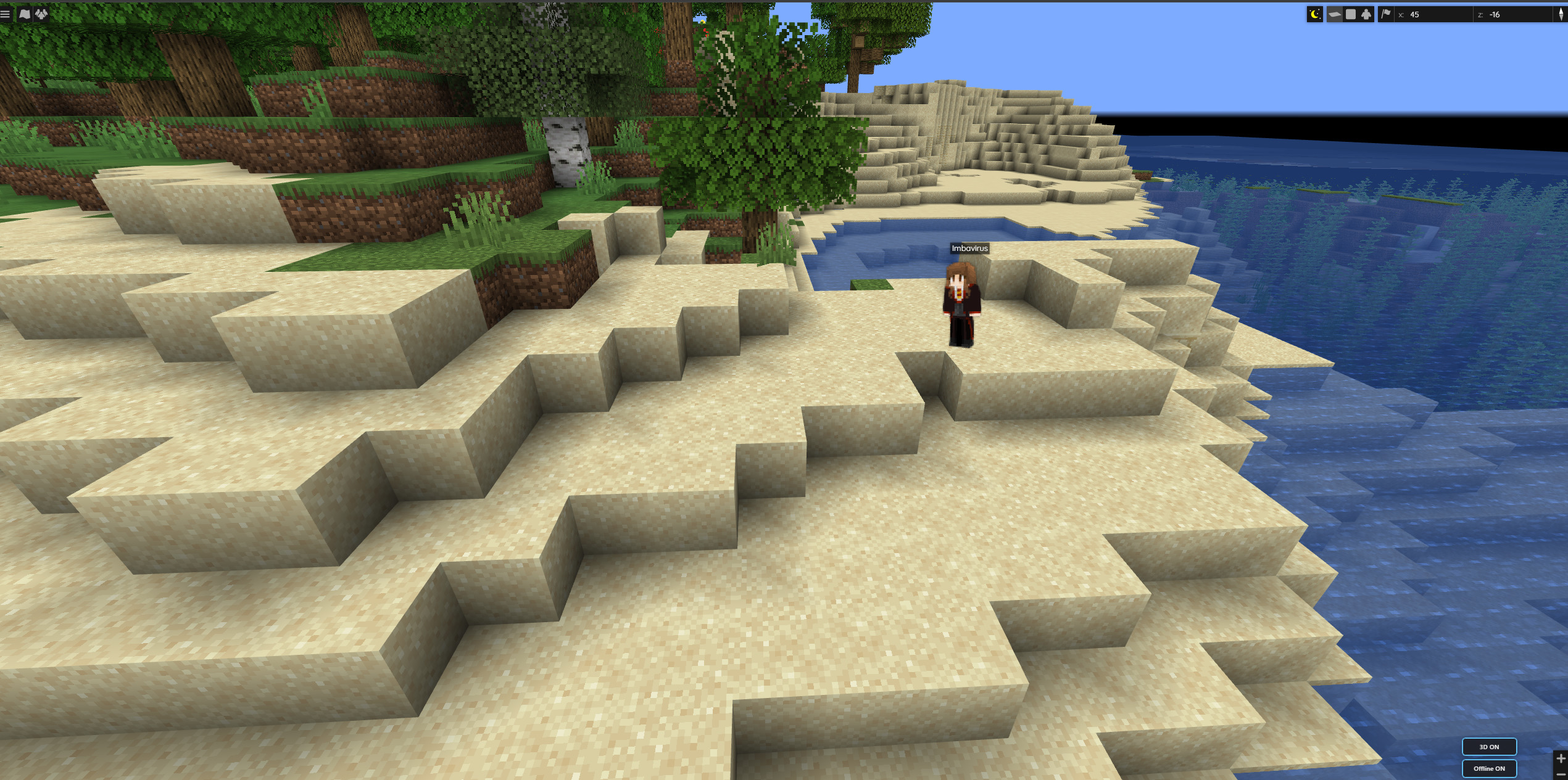 Online full-body player model on BlueMap with real skin and name tag