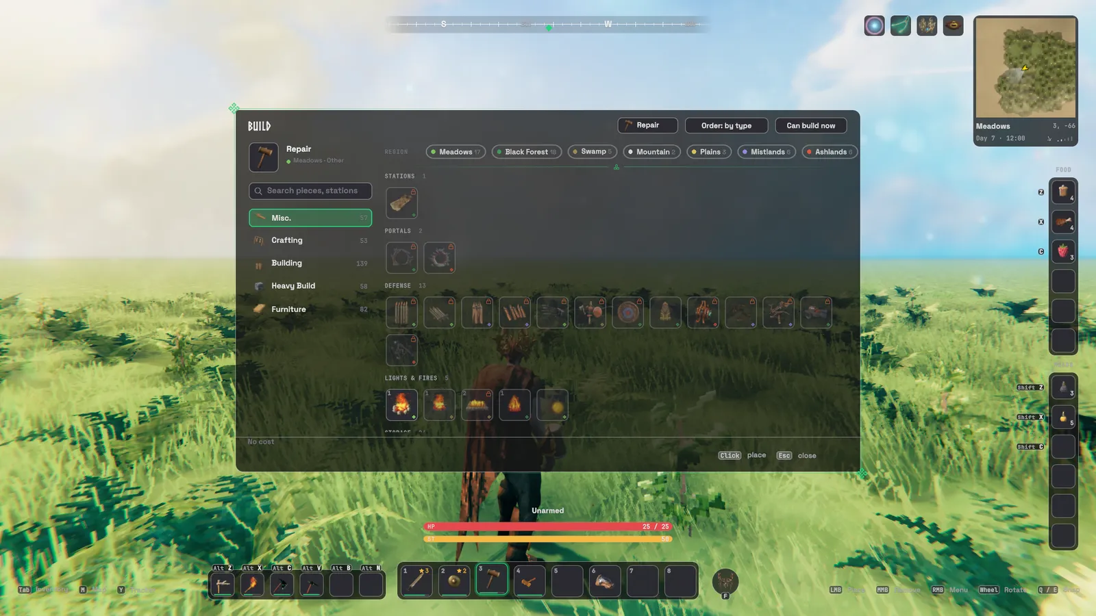 The build menu