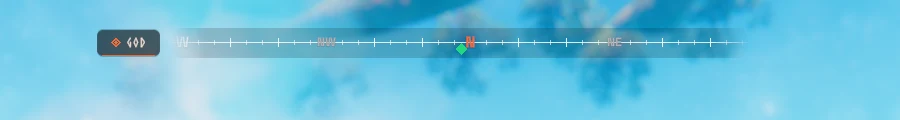 The cheat flags strip left of the compass, with god mode on