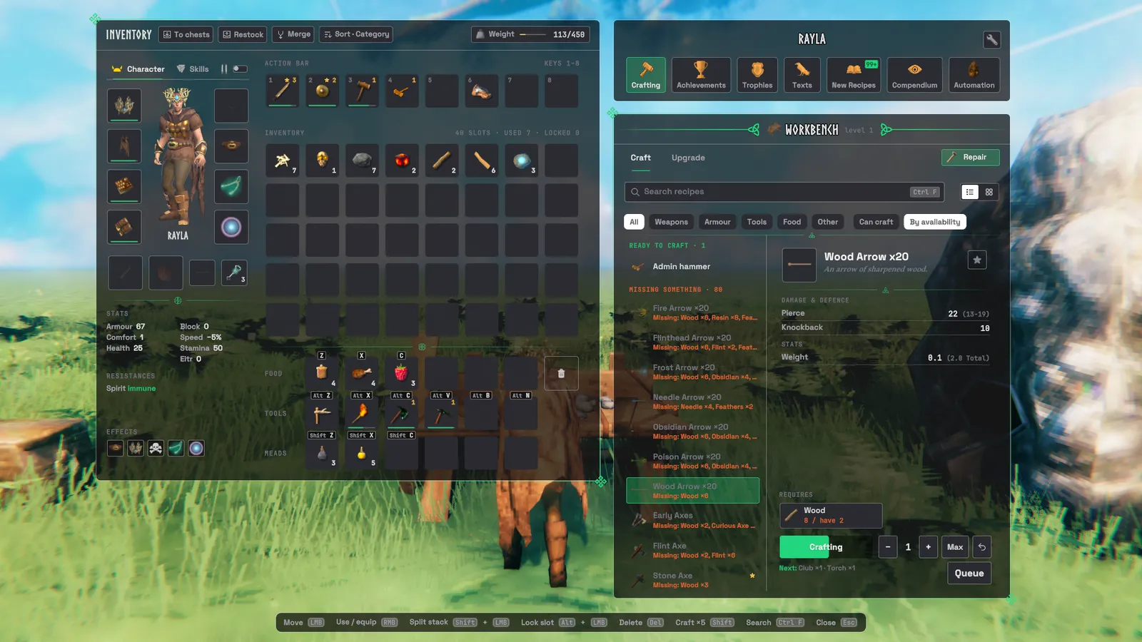 The craft queue: crafting now, the next ones listed