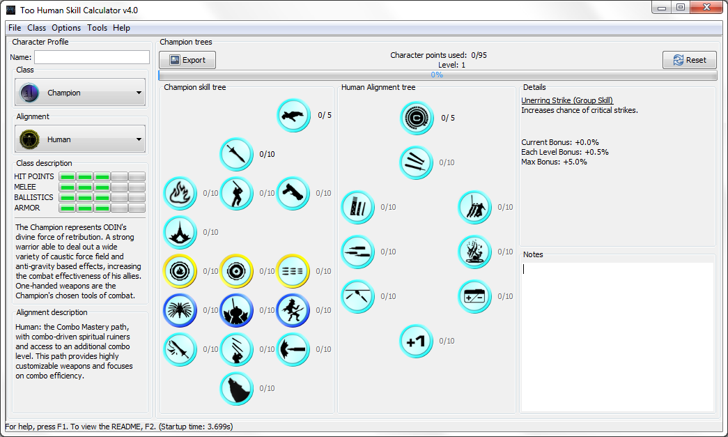 Too Human Skill Calculator