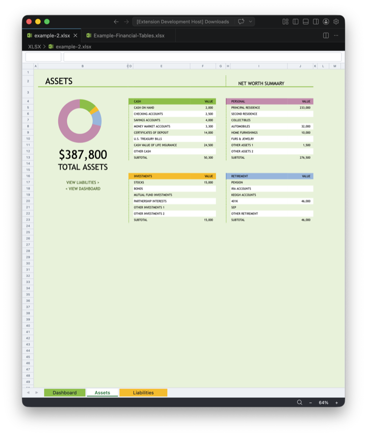 Asset register workbook